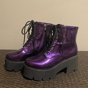 Purple platform boots